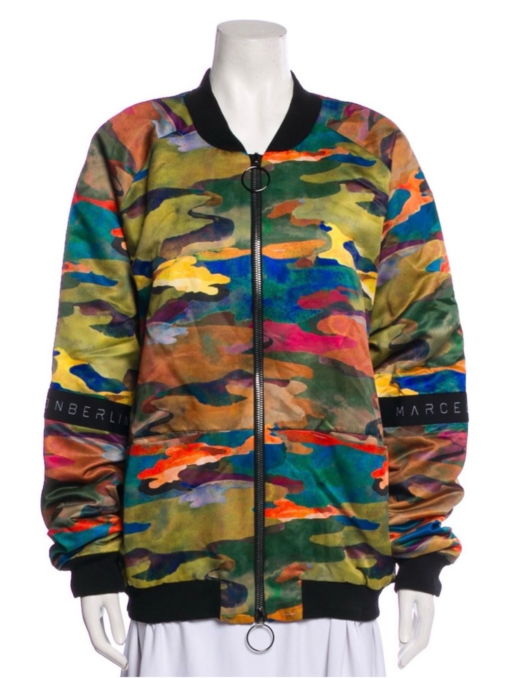 Marcell Von Berlin rare Multicolor Camouflage Bomber Jacket